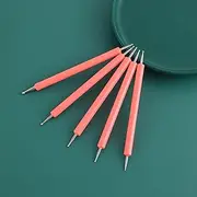 5Pcs Ended Dotting Tools Set Pattern Tracing Stylus Pen for Mandala Painting Embossing Pattern Pottery Clay Craft Nail Art Pink