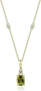 [Gin & Grace] Women's 10K Yellow Gold Genuine Peridot And Diamond (I1) Pendant (QA0875P-PD)