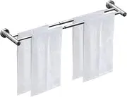 HONPHIER Adjustable Towel Rack 43-72CM Wall Mounted Towel Rail SUS304 Stainless Steel Towel Holder Towel Bars for Kitchen Bathroom Toilet Hotel Office, Chrome (Double Bar)