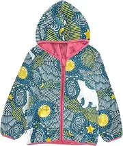 [GuoChe] Kids Sherpa Jacket Polar Bears Moon Star Night Gold Blue Winter Coat Toddler Girl pink Baby Boy Clothes Spring 3T