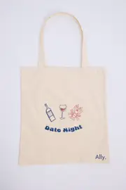 Blue Stripe Printed Tote Bag Date Night - Size ONE, Women's Canvas Bag