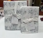 Pottery Barn MICHA PRINTED Cotton King Sheet Set &2 Additional Pillowcases Blue