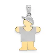 14k Two-tone Gold Two-tone Gold Small Boy w/ Hat on Right Engravable Charm