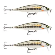 3x Rapala 9.5cm Countdown Sinking Hardbody Balsa Fishing Lures - Gilded Minnow