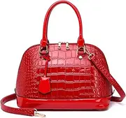 [Dayfine] Classic Dome Satchel Bags for Women Crocodile Pattern Faux Leather Crossbody Bags Top Handle Handbags Zipper Purse