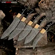 Rare Custom Hand Forged Damascus Steel Chef Knife Set Kitchen Knife Set