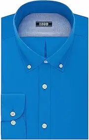 [IZOD] Men's Slim Fit All-Over Stretch Wrinkle Free Dress Shirt, Sky Blue
