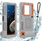 Universal Smartphone Diving Cover IPX8 Waterproof Mobile Phone Case for Swimming Underwater Case for iPhone 14 13 12 11 Samsung S23 S21 Huawei Google OnePlus Xiaomi Redmi LG (2nd Generation Grey)