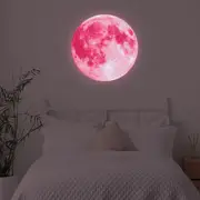 30X30CM Glow in The Dark Stars and Moon for Ceiling Decorations Glow Wall Stickers -Pink