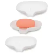 3 Pack Soap Bar Holder, Self Draining Soap Dish, Quick Drainage, Soap White