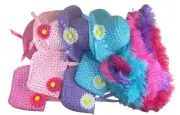 Girls Tea Party Hats Purses Boas Dress Up Play Set of 4 Sun Hats Costume GIFT C