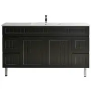 900-1500*460mm Acacia Matte Black Bathroom Vanity Freestanding With Kickboard Left/Right Drawers Cabinet Only and Ceramic/Stone Top Available