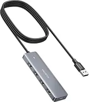 UGREEN USB 3 Hub Ultra Slim with 5V/2.4A Power Supply, Type A Splitter 4 Ports 5Gbps Data Transfer Multiple Adapter for Laptop, PC, MacBook, iMac, Xbox, PS4/PS5, Hard Drive and More 1.5m