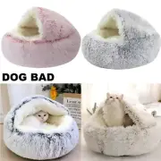 Pet Cat Calming Bed Cuddle Soft Warm Plush Igloo Sleeping Nest Tent House Bed AU