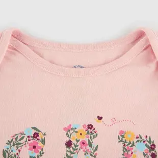 【GAP】嬰兒裝 Logo純棉印花圓領長袖包屁衣 布萊納系列-粉紅色(793899)