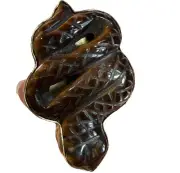 Tiger Eye Gemstone Snake Ring Adjustable Serpent Jewelry Goth Protection BOHO