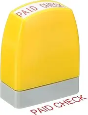 uxcell Paid Check Notice Stamp Self Inking, Red Ink Office Stamps Pre Inked Message Stamp Refillable Business Stamp, Yellow