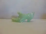 Fenton Green Cat Glass Slipper