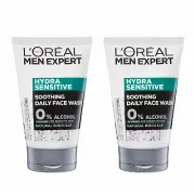 2x L'Oreal Paris Men Expert Hydra Sensitive Soothing Daily Facial Wash 100ml