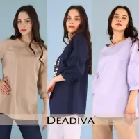 在飛比找momo購物網優惠-義大利製DEADIVA花苞袖歐系棉上衣(U)