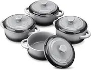 [LOVECASA] Mini Cocotte with Lid,12 OZ Small Casserole Dish for Oven,Mini Casserole Dish,Individual Ramekins with Lids,Oven, Microwave & Dishwasher Safe,Set of 4