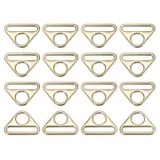 1.26" Adjuster Triangle with Bar Swivel Clip D Dee Ring Buckle, 16Pcs Gold