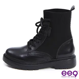 ee9 經典素面綁帶超輕厚底休閒短靴 黑色-580632 10