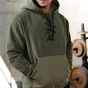 Men's Hoodie Black Navy Blue Green Coffee Hooded Plain Lace up Pocket Print Sports Outdoor Daily Holiday Polyester Streetwear Basic Casual Spring Fall Clothin