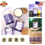 Stunning 12-Piece Purple Glass Candle Jars with Bamboo Lids & Labels Included