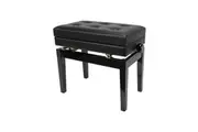 Crown Deluxe Tufted Height Adjustable Piano Stool with Storage Compartment (Black)