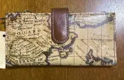 Patricia Nash Nazari Euro Map Leather Bifold Wallet. Gold hardware
