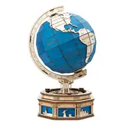 Robotime 3D DIY Wooden Globe Desk Globe Model with Password Protected Lockers