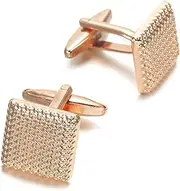 [UNIQSUM] PinkGold Metal Textured Cuff Links Luxury French Tuxedo Shirt Cufflinks, One size, pinkgold-plated-brass, no gemstone