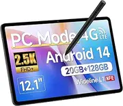 12.1 Inch Android 14 Tablet with 4096 Level Pen, 4G LTE Helio G99 iPlay 60 Pad Pro with Touch Pen, 2560x1600 FHD+, 20GB+128GB/1TB SD, NFE, 10000mAh PD33W, 4 Speakers, GPS, Face ID