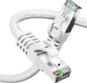 Cat6A Ethernet Cable (25 ft, White) 10Gbps Snagless Shielded SSTP, SFTP Shielded Ethernet Cable, 26AWG 4 Pair Solid Bare Copper Cat6 Cable, Cat 6 Shielded Network Cable - 25 feet