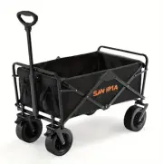 360° Wheel 100kg Folding Camping Wagon - Beach Trolley Garden Cart for Picnic