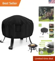 Round Fire Pit Cover 30 Inch Waterproof Windproof Heavy-Duty Outdoor Cover