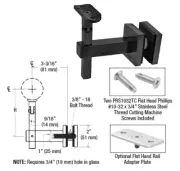 CRL HR7EGMBL Matte Black Huntington Series Glass Mounted Hand Rail Bracket