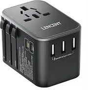 LENCENT Universal Travel Adapter, International Power adapters with 3 USB Ports & 2 Type-C PD Fast Charging Adaptor All in One Plug Adapter for Mobile Phone, Tablet,Type A/C/G/I (USA/UK/EU/AUS)