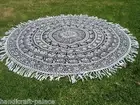 Indian Black & White Mandala Tapestry Roundie Round Beach Throw Sunbath Yoga Mat