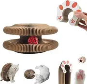 AUTOWT Kitty Kurlz Cat Toy, Cardboard Accordion Cat Scratcher, Foldable Kitten Curl Cat Scratching Board, Interactive Scratch Pad Magic Organ Paper Scratch with Toy Ball