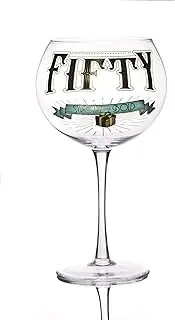 Boxer Gifts GWG350 Age ‘Fifty – Strong and Bold’ Prohibition Style Gin Bloom Glass | Glassware Perfect for a 50th Birthday | Packaged in a Vintage Gift Box