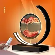 3D Sand Art Liquid Motion Sands of Time Lamp, Moving Sand Art Picture 3D Round Sand Picture Lamp 3 Colors Art Light with Stand Relaxing Desktop Home Decor and Office 3.21