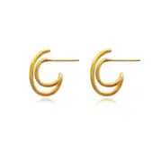 Culturesse Simone 17mm Twin Loop Hoop Earrings Sterling Silver 18K Gold Plating