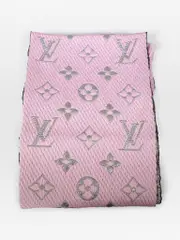 Pink & Silver Logomania Wool Scarf