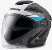 Blauer JJ-01 Jet Helmet, black-blue, Size L for Men Black Blue