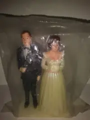 NEW Vintage Small Bride And Groom Cake Topper 3in Made In Hong Kong