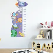 Cartoon Universe Starry Sky Astronaut Spaceship Rocket Height Sticker Wall Decals