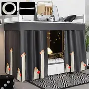 HYJHHY Printing Loft Bed Curtains for Bottom Slide Thickened Bunk Bed Curtains Blackout Privacy Student Dormitory Bunk Bed Tent Children's Beds(Curtain*2+Yarn*2,1.2M_Duck)