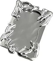 [Cosswe] Kpop Photocard Holder Electroplated Plastics Irregular Frame Photocard Holder Silver Chrome Card Case Y2K ID Card Holder ID Photo Card Holder with 3D Design